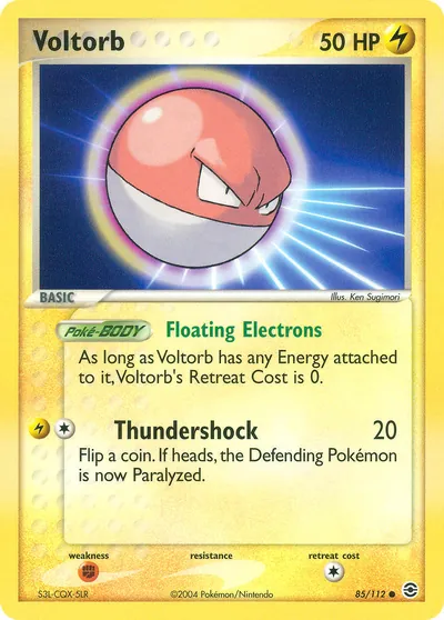 Voltorb - FireRed & LeafGreen - ilustração de Ken Sugimori
