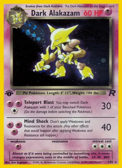 Dark Alakazam - Team Rocket - ilustração de Ken Sugimori