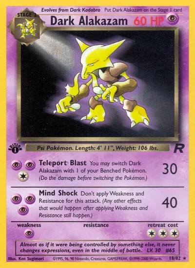 Dark Alakazam - Team Rocket - ilustração de Ken Sugimori