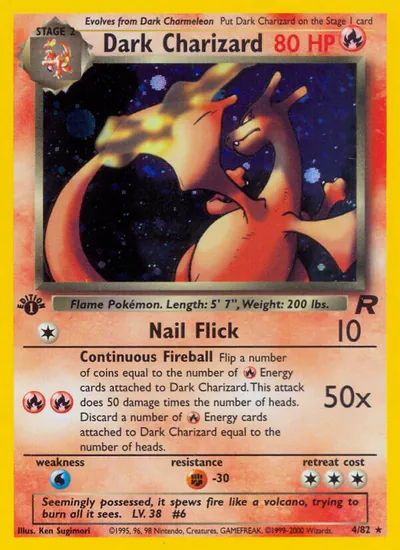 Dark Charizard - Team Rocket - ilustração de Ken Sugimori
