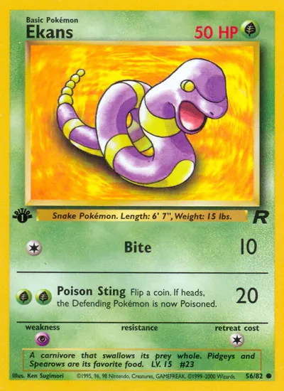 Ekans - Team Rocket - ilustração de Ken Sugimori