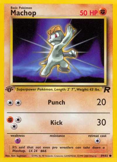 Machop - Team Rocket - ilustração de Ken Sugimori