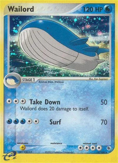 Wailord - Rubi & Safira - ilustração de Ken Sugimori