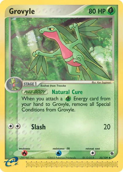 Grovyle - Rubi & Safira - ilustração de Ken Sugimori