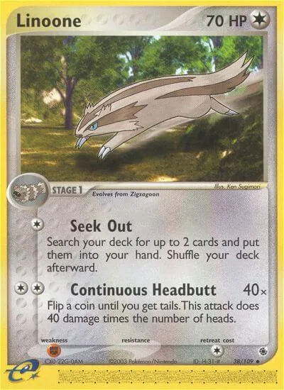 Linoone - Rubi & Safira - ilustração de Ken Sugimori