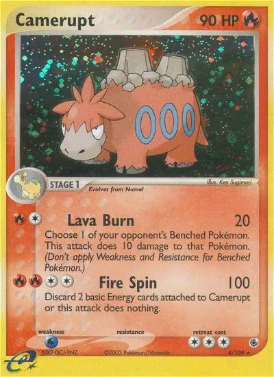 Camerupt - Rubi & Safira - ilustração de Ken Sugimori