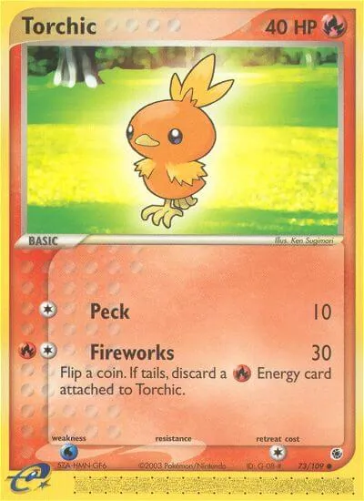 Torchic - Rubi & Safira - ilustração de Ken Sugimori