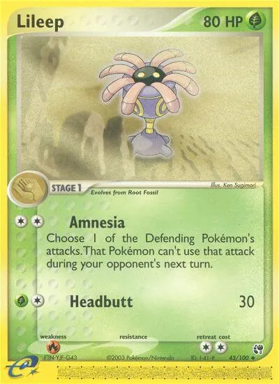Lileep - Sandstorm - ilustração de Ken Sugimori