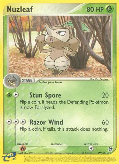 Nuzleaf - Sandstorm - ilustração de Ken Sugimori