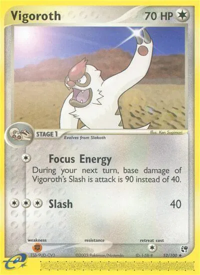 Vigoroth - Sandstorm - ilustração de Ken Sugimori