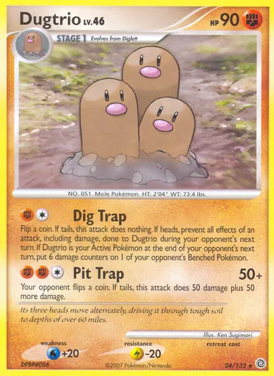 Dugtrio - Maravilhas Secretas - ilustração de Ken Sugimori