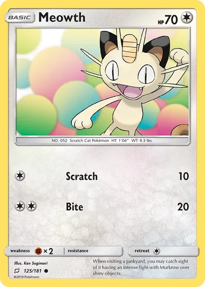 Meowth - União de Aliados - ilustração de Ken Sugimori