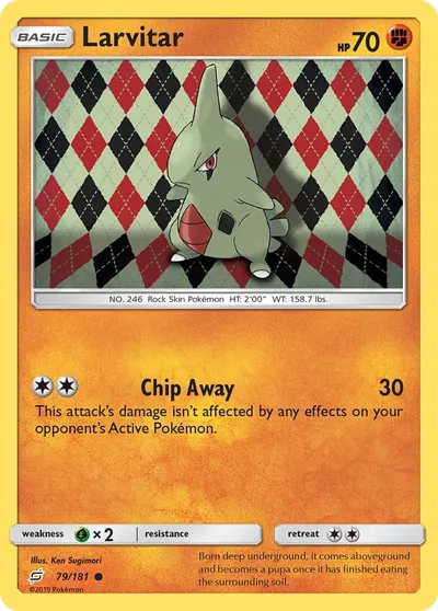 Larvitar - União de Aliados - ilustração de Ken Sugimori