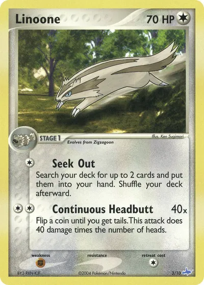 Linoone - EX Trainer Kit: Latios - ilustração de Ken Sugimori