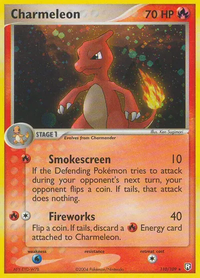 Charmeleon - Team Rocket - ilustração de Ken Sugimori