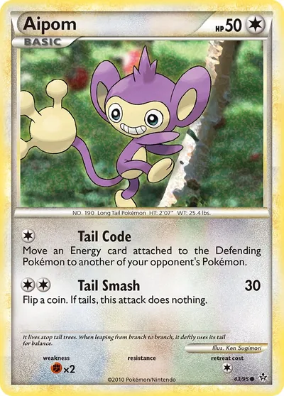 Aipom - Revelado - ilustração de Ken Sugimori