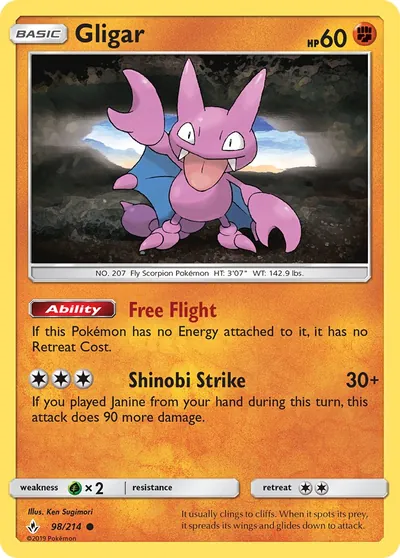 Gligar - Elos Inquebráveis - ilustração de Ken Sugimori