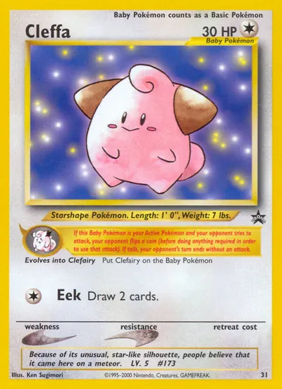 Cleffa - Promos Black Star (Wizards) - ilustração de Ken Sugimori
