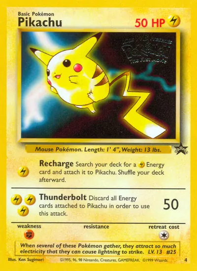 Pikachu - Promos Black Star (Wizards) - ilustração de Ken Sugimori