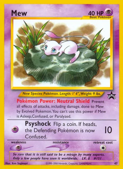 Mew - Promos Black Star (Wizards) - ilustração de Ken Sugimori