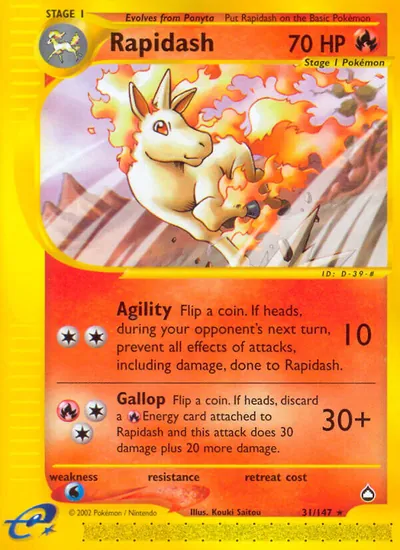 Rapidash - Aquapolis - ilustração de Kouki Saitou