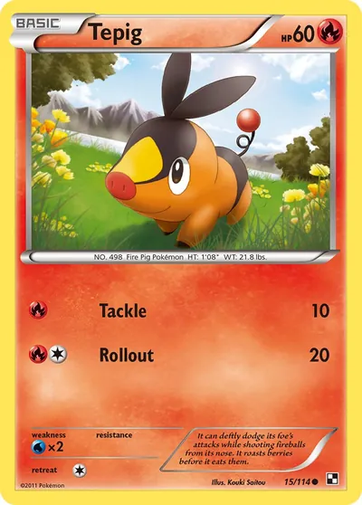 Tepig - Black & White - ilustração de Kouki Saitou