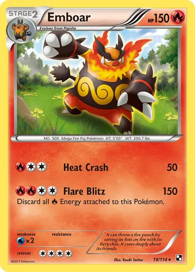 Emboar - Black & White - ilustração de Kouki Saitou