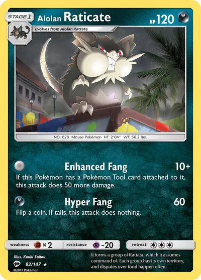 Raticate de Alola - Sombras Ardentes - ilustração de Kouki Saitou