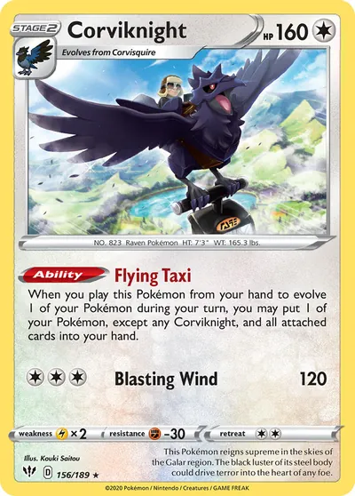 Corviknight - Escuridão Incandescente - ilustração de Kouki Saitou