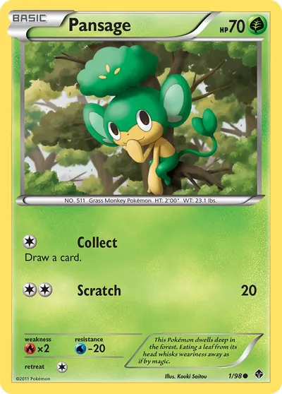 Pansage - Poderes Emergentes - ilustração de Kouki Saitou