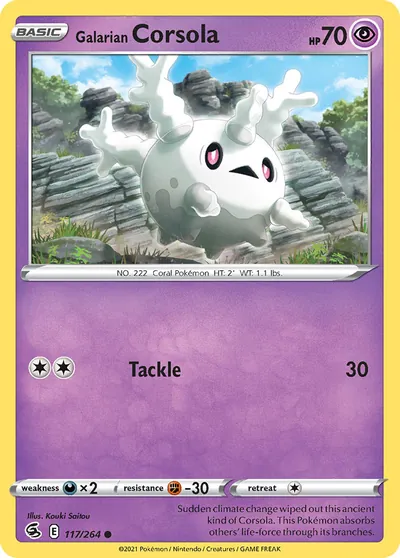 Corsola de Galar - Golpe Fusão - ilustração de Kouki Saitou