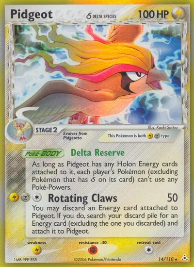 Pidgeot - EX Holon Phantoms - ilustração de Kouki Saitou