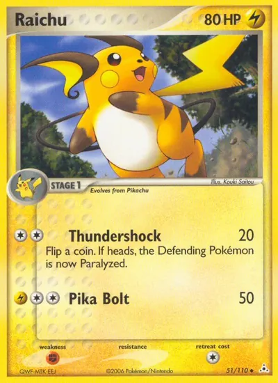 Raichu - EX Holon Phantoms - ilustração de Kouki Saitou