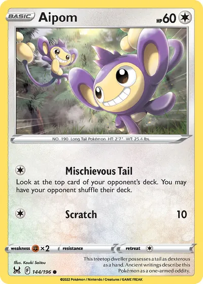 Aipom - Origem Perdida - ilustração de Kouki Saitou