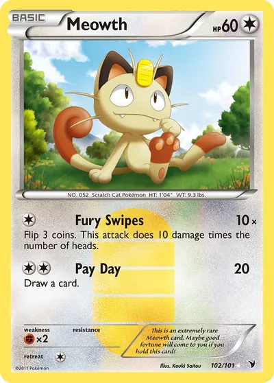 Meowth - Vitórias Nobres - ilustração de Kouki Saitou