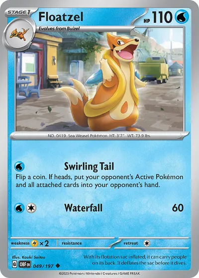 Floatzel - Obsidiana em Chamas - ilustração de Kouki Saitou
