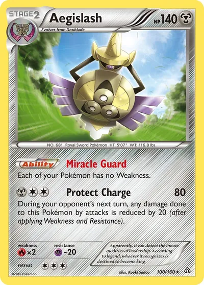 Aegislash - Conflito Primitivo - ilustração de Kouki Saitou