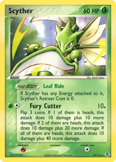 Scyther - FireRed & LeafGreen - ilustração de Kouki Saitou