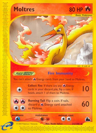Moltres - Skyridge - ilustração de Kouki Saitou