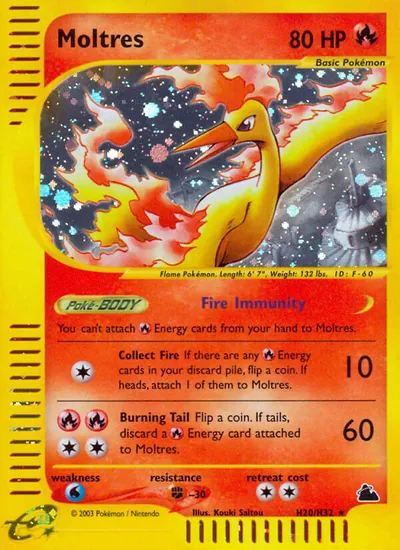 Moltres - Skyridge - ilustração de Kouki Saitou