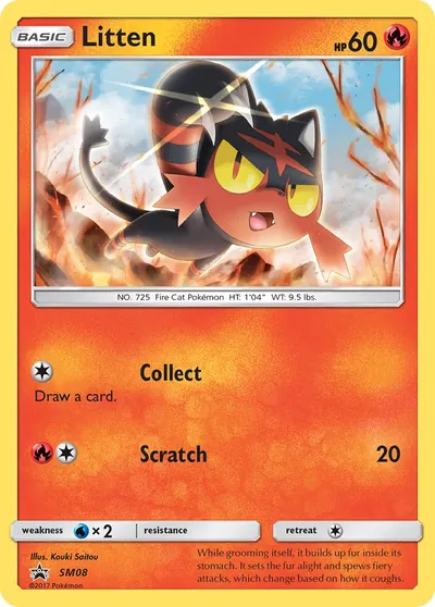 Litten - Promos de Sol e Lua - ilustração de Kouki Saitou