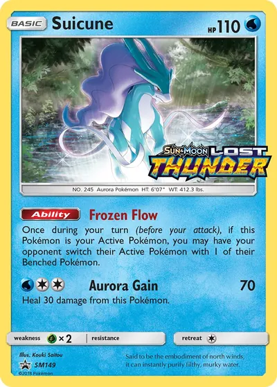 Suicune - Promos de Sol e Lua - ilustração de Kouki Saitou