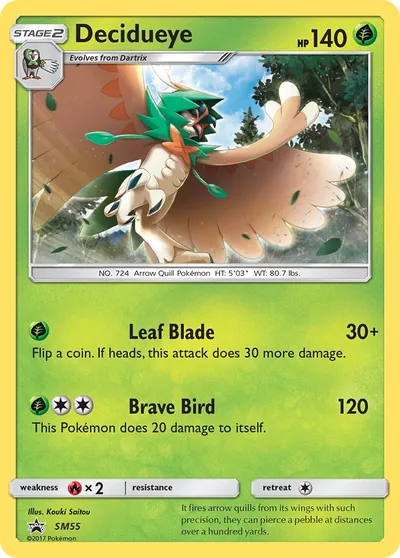 Decidueye - Promos de Sol e Lua - ilustração de Kouki Saitou