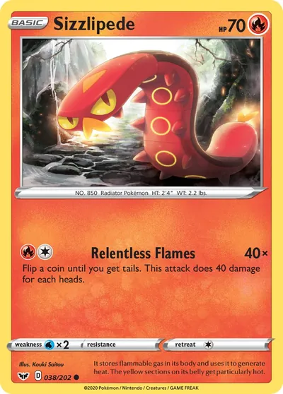 Sizzlipede - Espada e Escudo - ilustração de Kouki Saitou