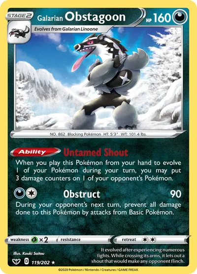 Obstagoon de Galar - Espada e Escudo - ilustração de Kouki Saitou