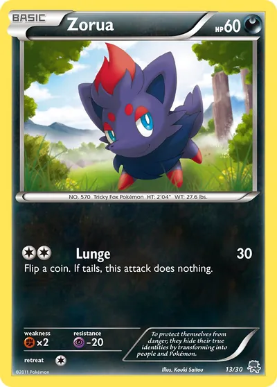 Zorua - Black & White Trainer Kit: Zoroark - ilustração de Kouki Saitou