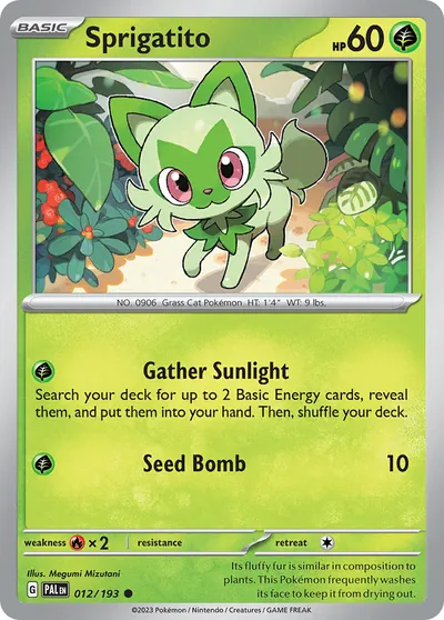 Sprigatito - Evoluções em Paldea - ilustração de Megumi Mizutani