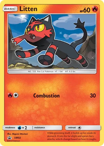 Litten - Promos de Sol e Lua - ilustração de Megumi Mizutani