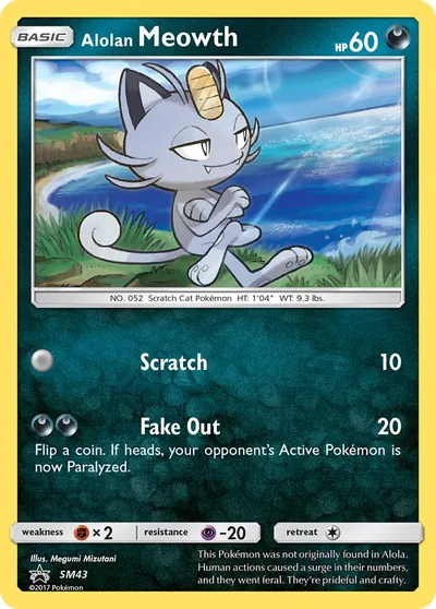 Alolan Meowth - Promos de Sol e Lua - ilustração de Megumi Mizutani