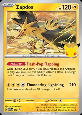 Zapdos promo Mega Evolution Promos 098